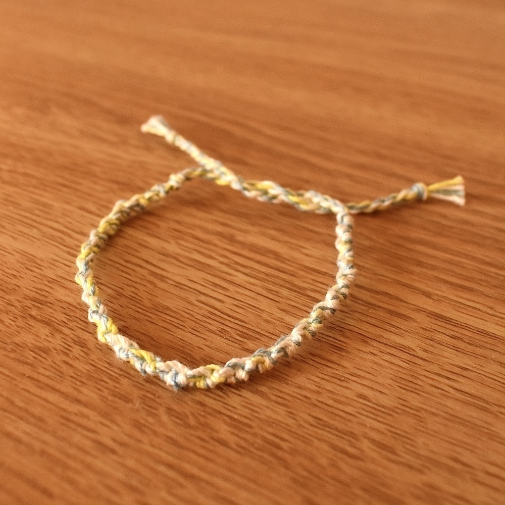 Handmade Twist Woven Friendship Bracelet OS Blue Yellow‎ Women Cotton Thread